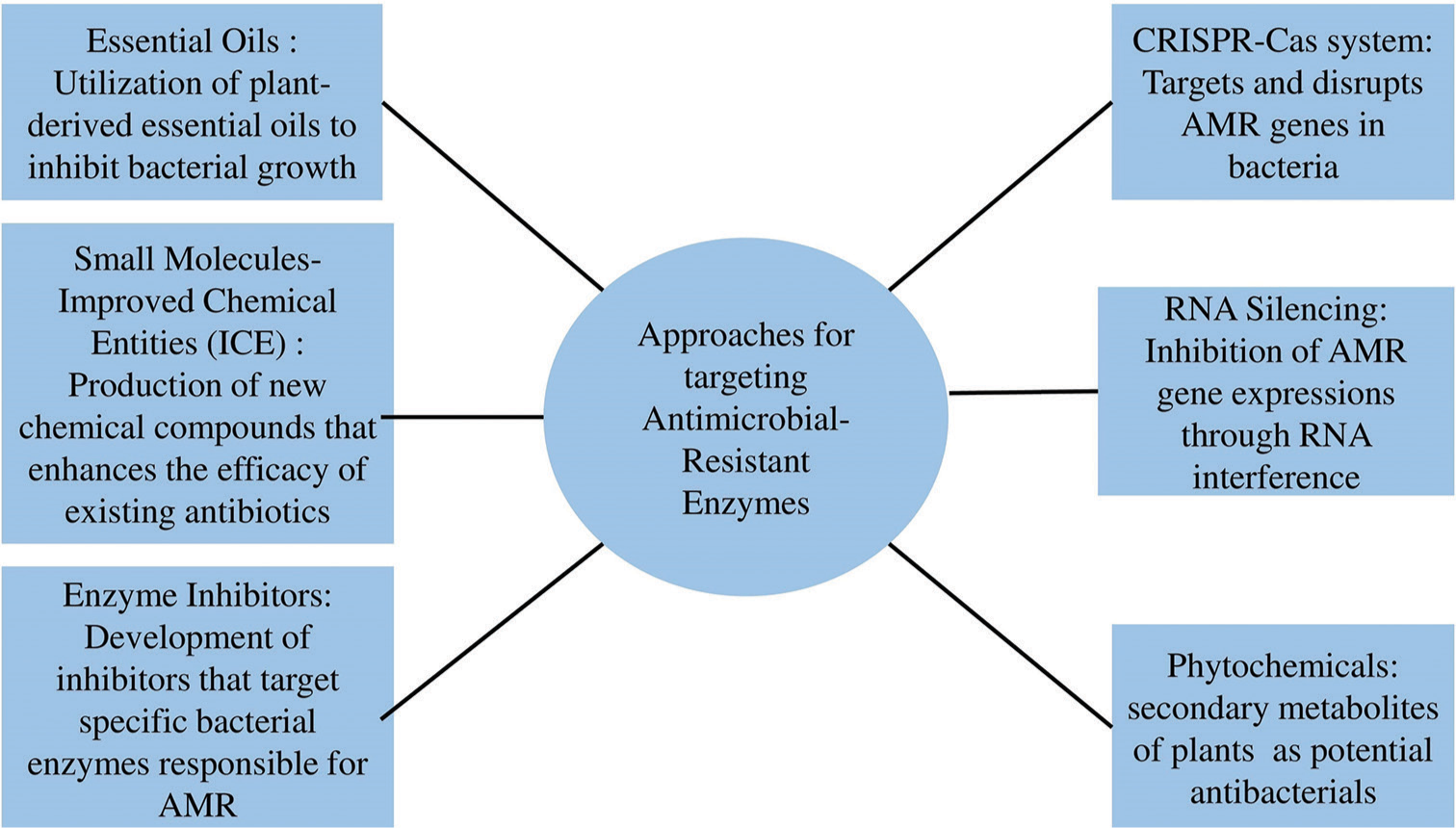 Various approaches for targeting antimicrobial resistance enzymes.